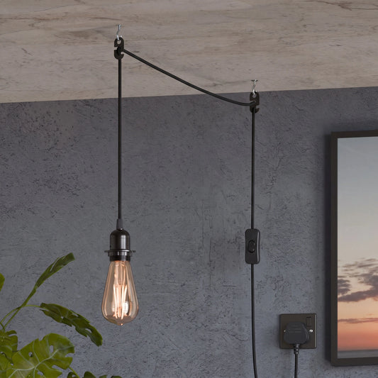 4.5m Plug In E27 Pendant Light Cord Kit with Inline Switch ~7002
