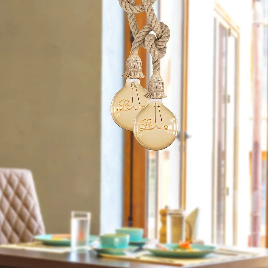 Hemp Rope single light pendant over Dining Table 