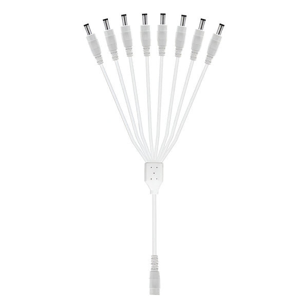 DC-voedingssplitter 2, 4, 6 en 8-polige DC 2,1 mm vrouwelijk naar mannelijk kabel voor CCTV-beveiligingscamera's~4093 – 8-weg - Wit