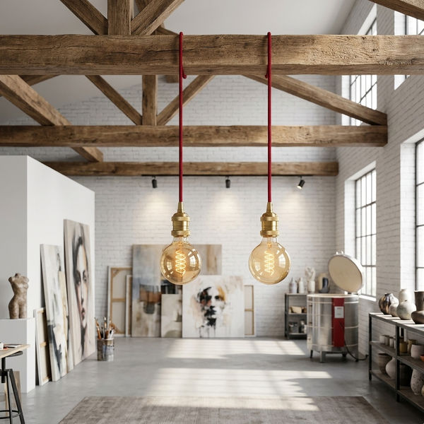 2m, 4m, 4,5m stoffen flexkabel plug-in hanglampkit~2177 – Rood / 2m / Roségoud