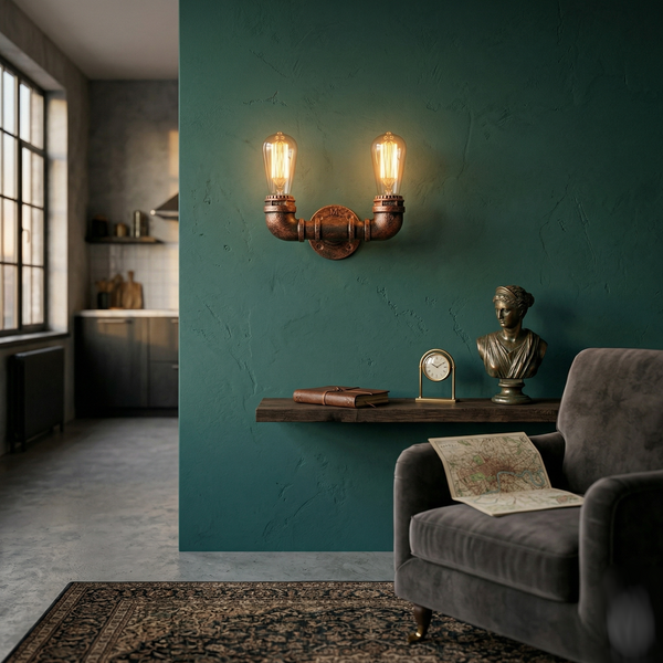 Vintage industriële wandlamp Loft diverse kleuren waterpijp wandlamp veranda lamp steampunk~2133 – Ja / Rustiek Rood