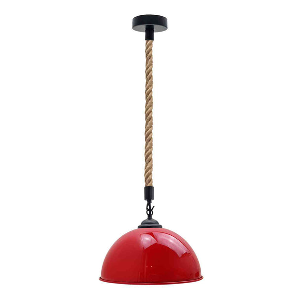 40cm Large Dome Shaded Hemp Rope Pendant Light ~6564 – Red / Yes