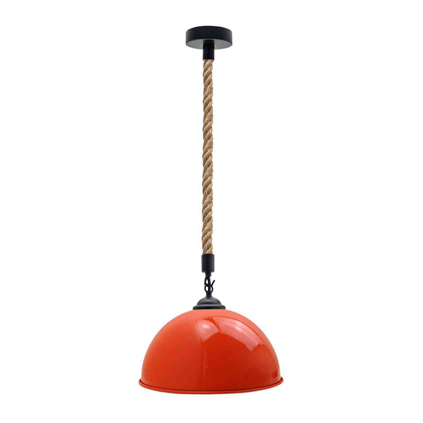 40cm Large Dome Shaded Hemp Rope Pendant Light ~6564 – Orange / Yes