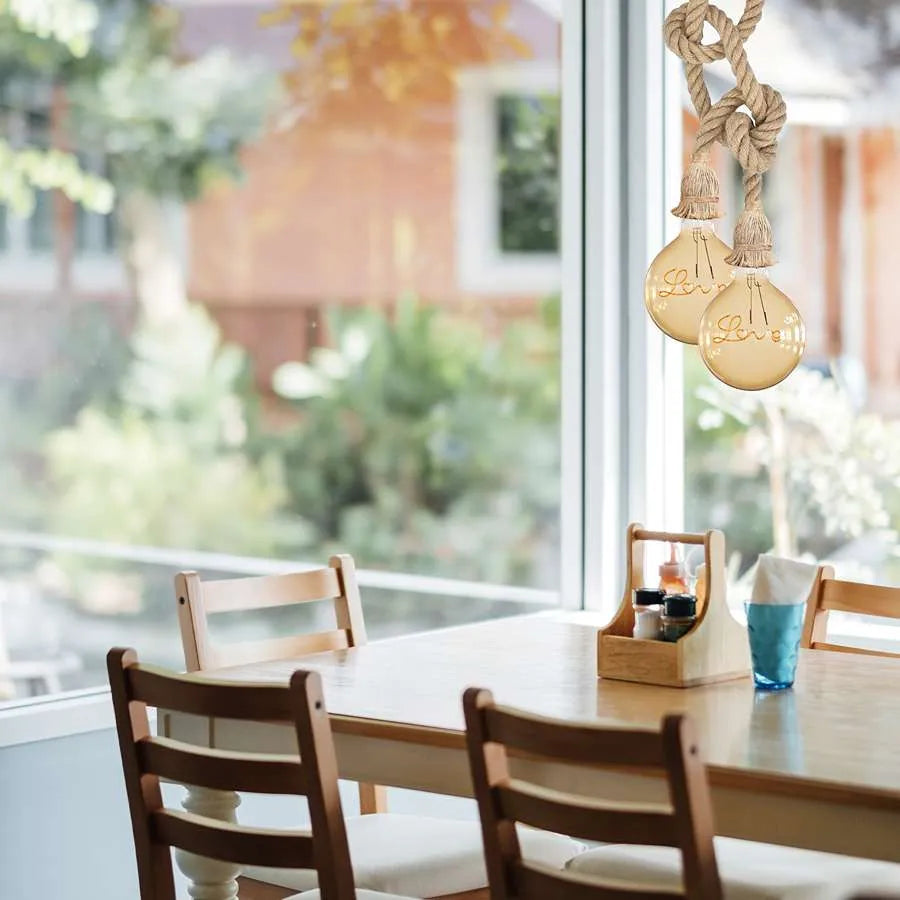 Hemp Rope ceiling pendant light over Dining Table
