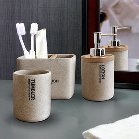 3-delige moderne luxe badkameraccessoireset met stenen effect van hars~5468