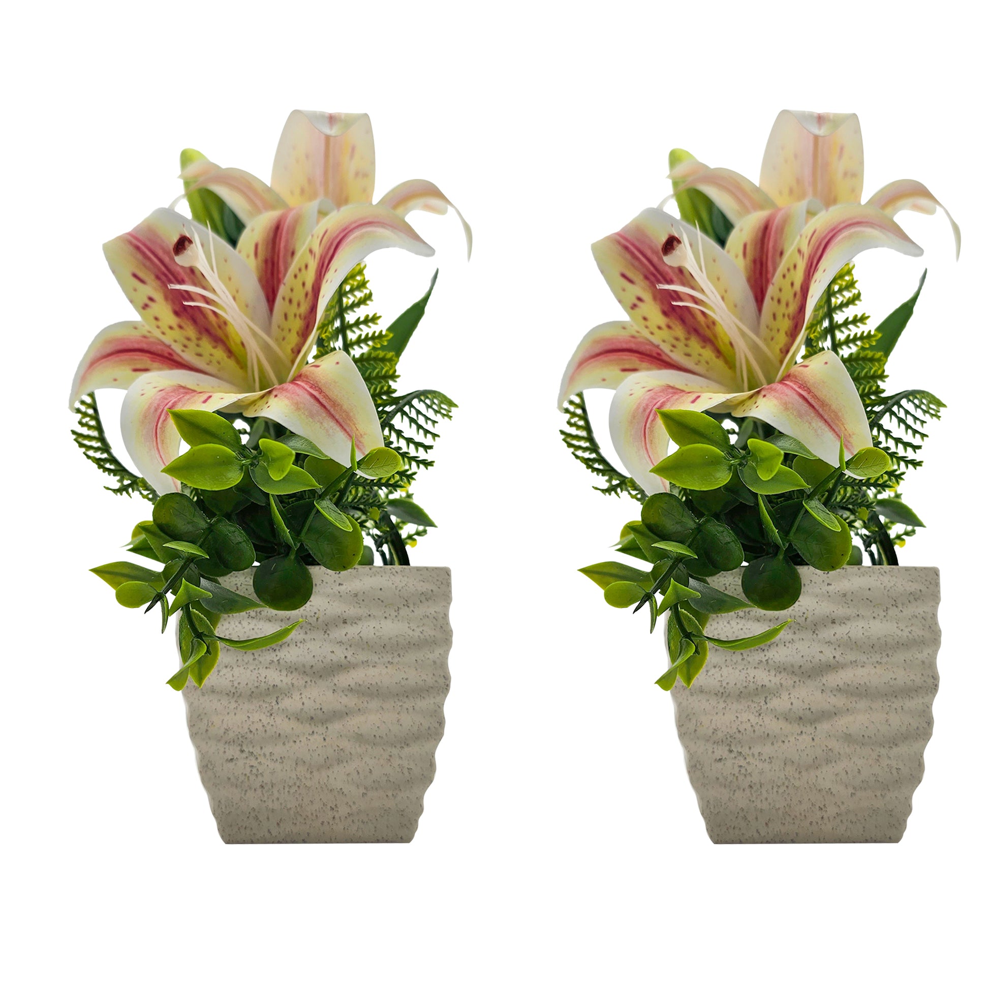 2 Pack Artificial Lily Flowers Pot Table Decorations Wedding Decoration
