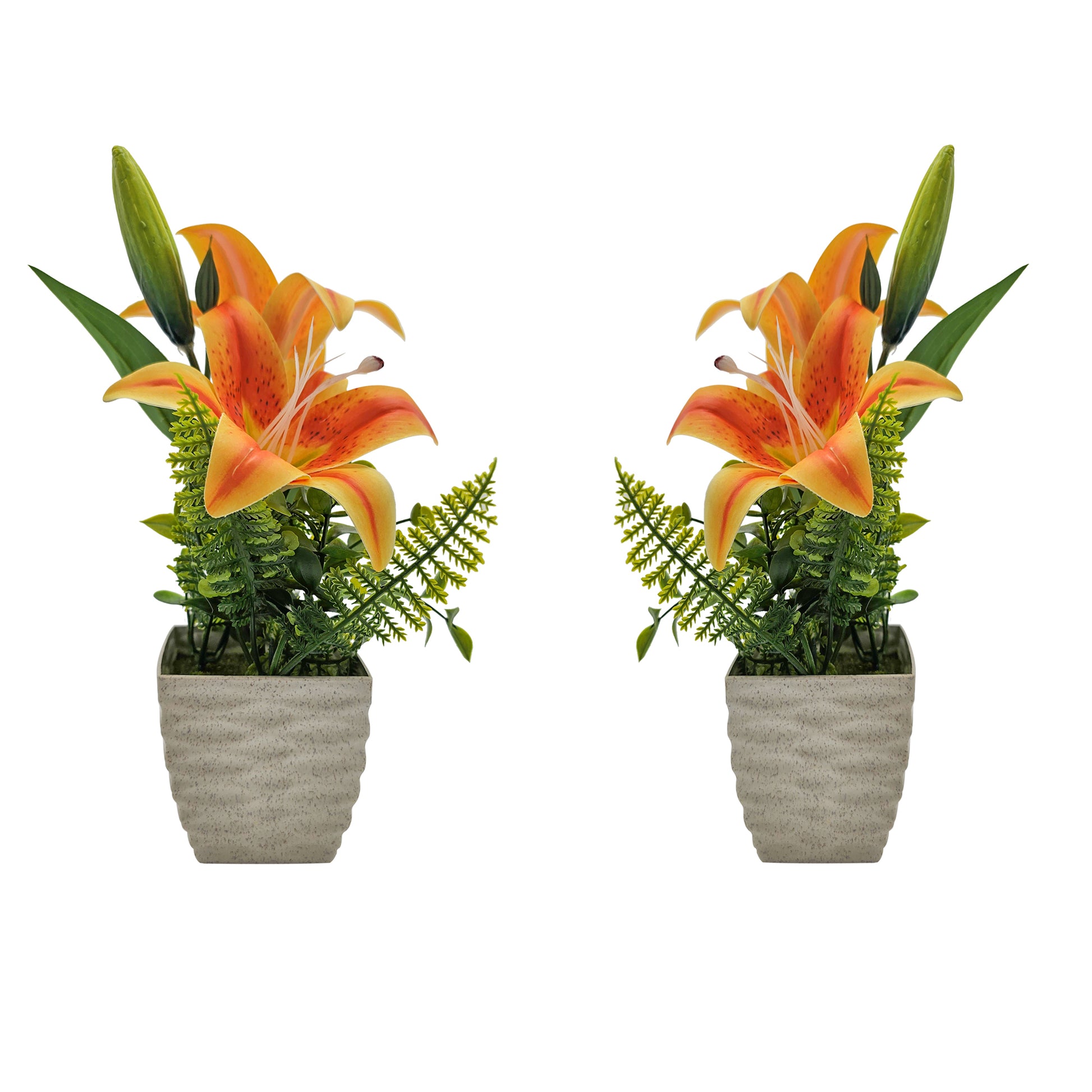 2 Pack Artificial Lily Flowers Pot Table Decorations Wedding Decoration