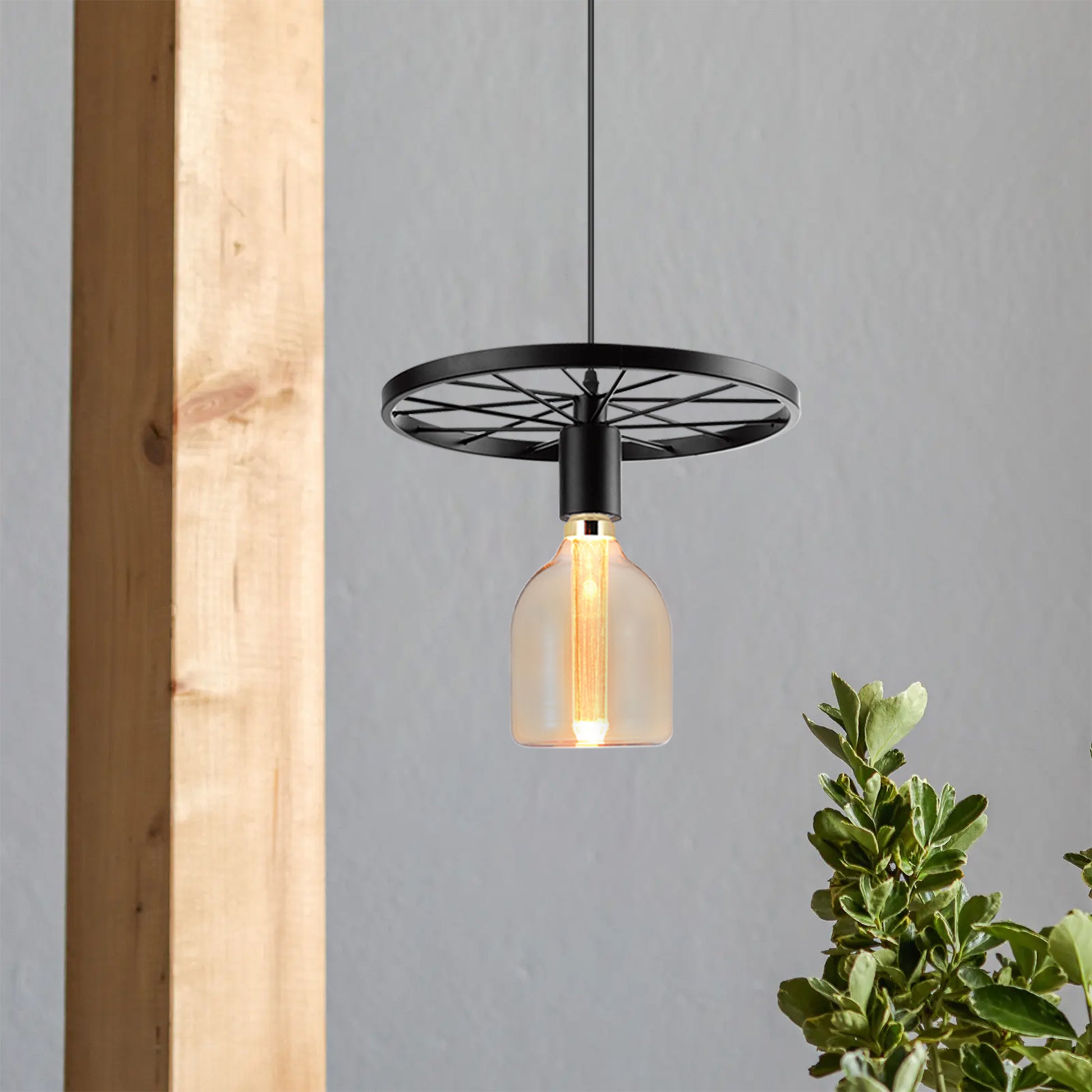 vintage industrial ceiling light with a wheel pendant design