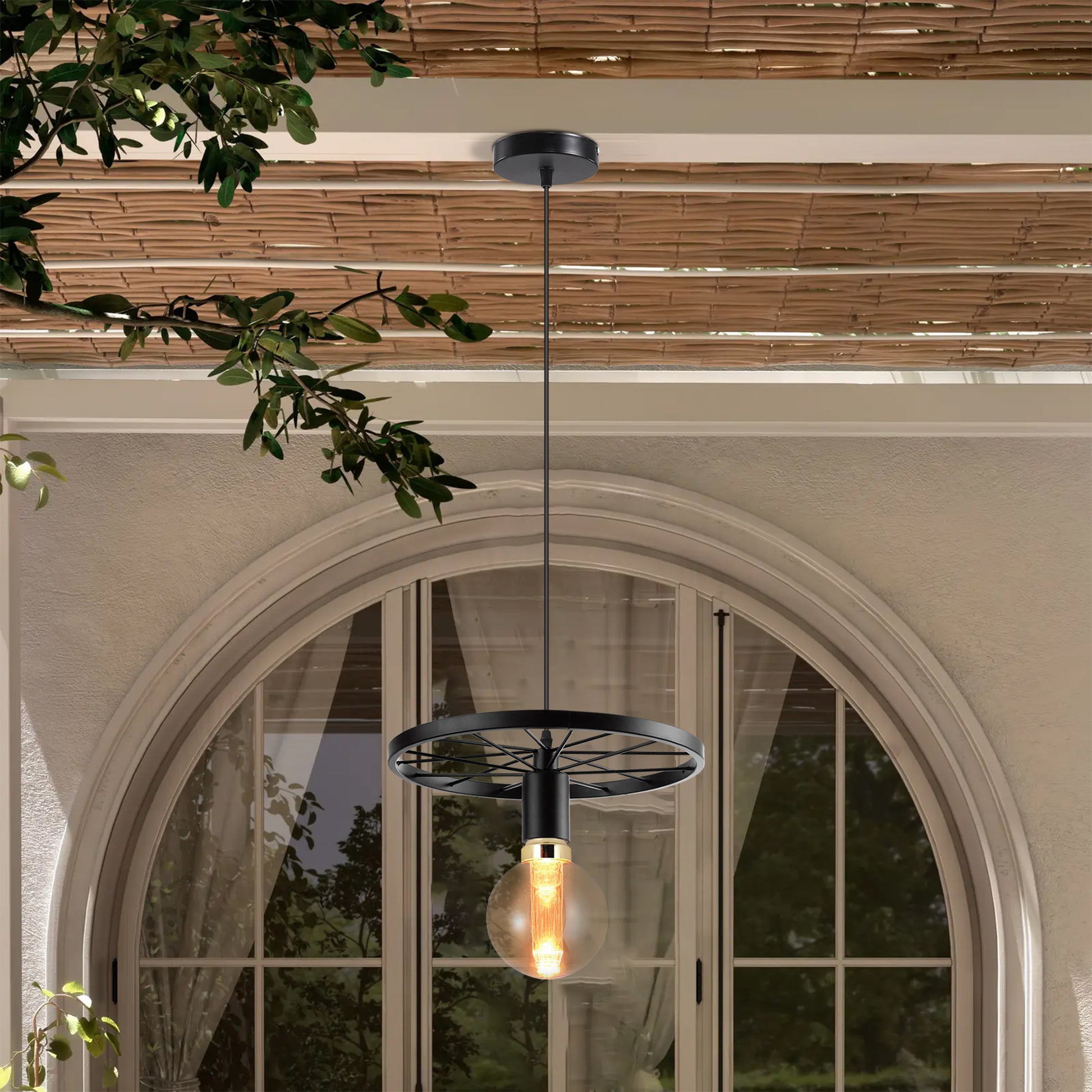 vintage industrial ceiling light with a wheel pendant design