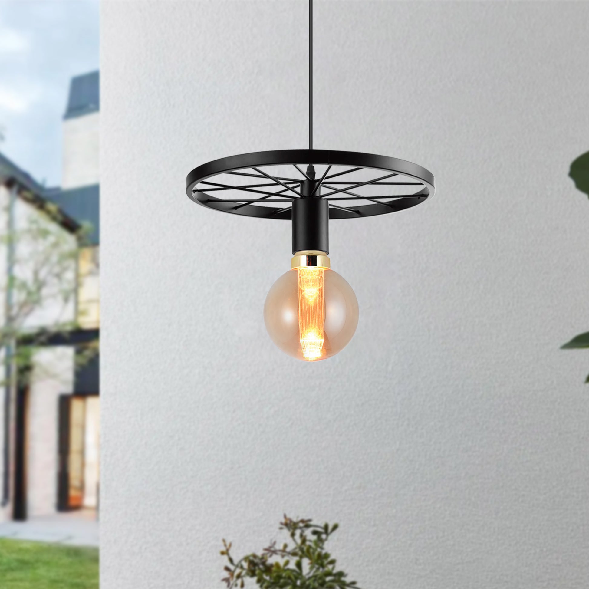 vintage industrial ceiling light with a wheel pendant design