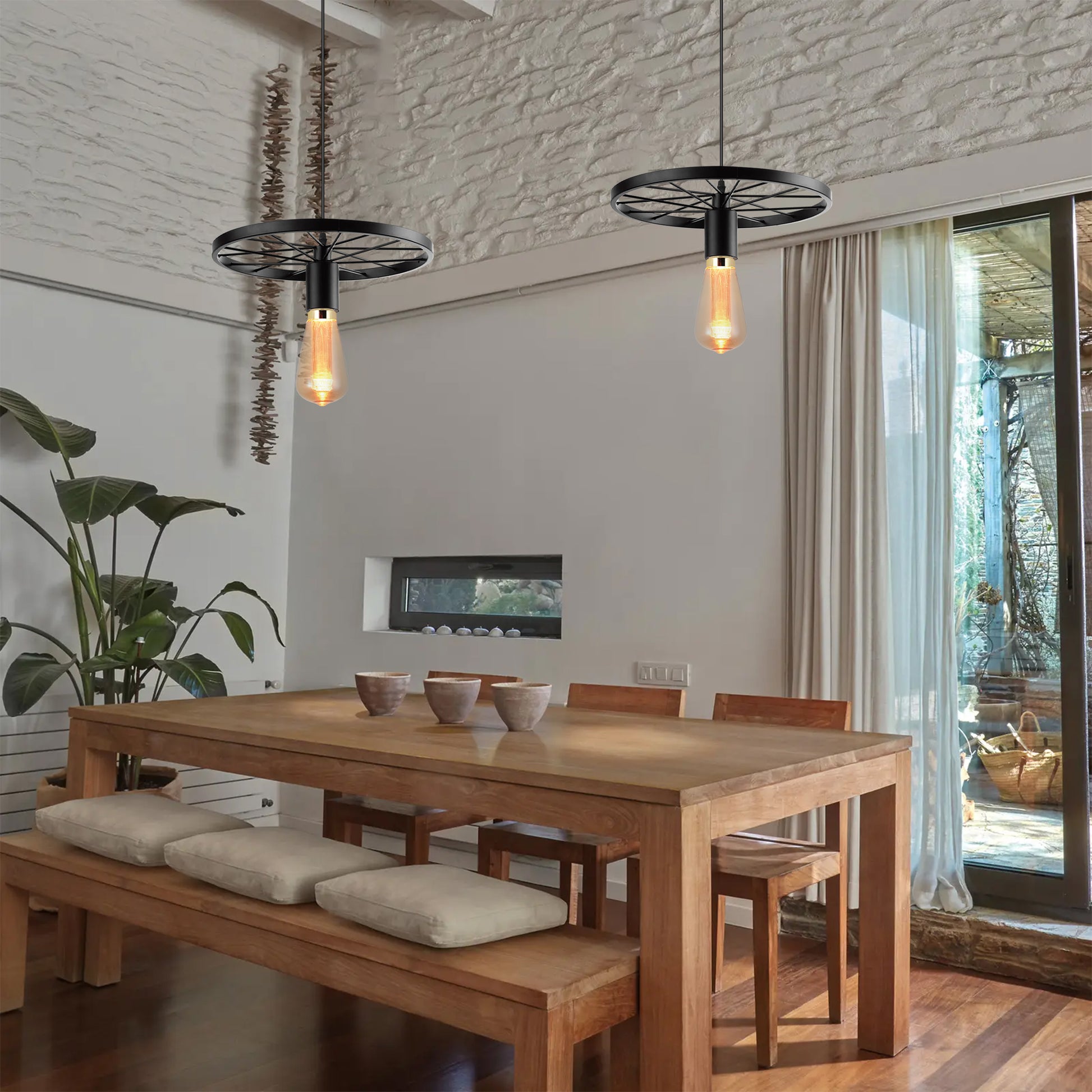 vintage industrial ceiling light with a wheel pendant design