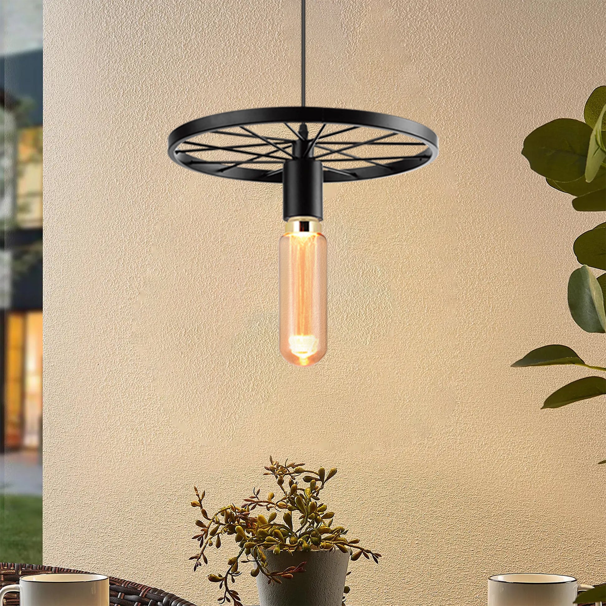 vintage industrial ceiling light with a wheel pendant design