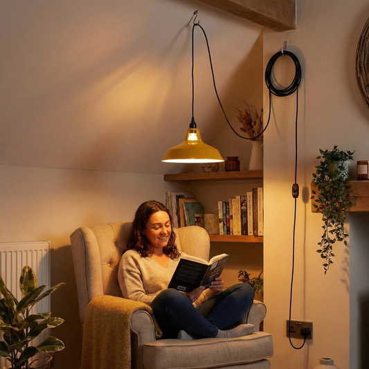 4m Plug in Hanging Pendant Light with 30cm Shade & Dimmer ~6498
