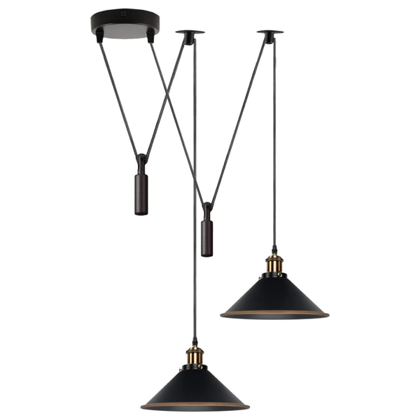 2 Light Spider Pendant Hanging Lamp ~6507 – Black Cone
