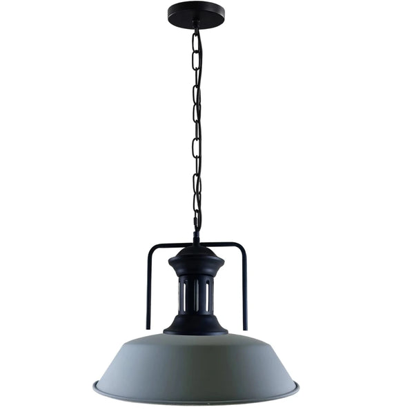 Easy Fit E27 Metal Chain Pendant Light Fixture Dimmable ~6786 – Grey / Yes