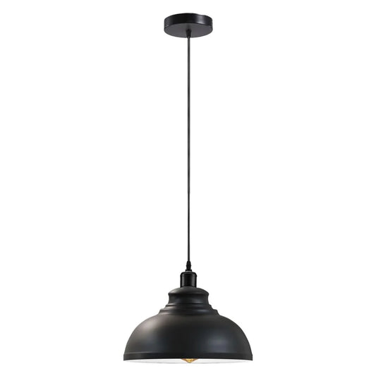 Retro industriële zwarte plafond hanglamp metalen lampenkap met 95 cm verstelbare kabel ~ 1354