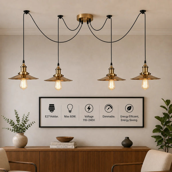 SPIDERWEB Four Light Industrial Multi Pendant Light ~6861 – Yes