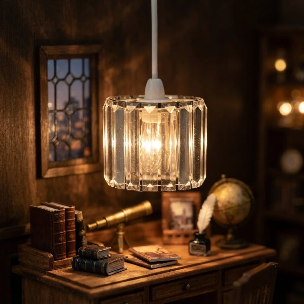 A clear faceted glass pendant light Shade