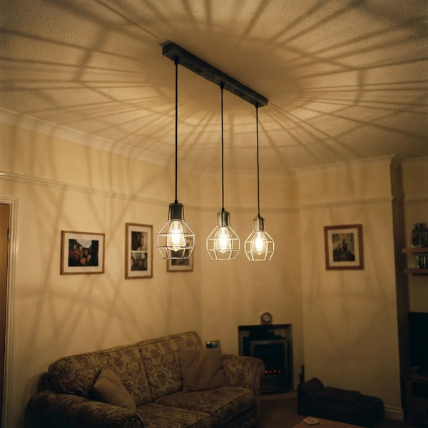 Industriële plafondlampfitting, metalen hanglamp met 3 koppen, verstelbaar~5868 – Ja