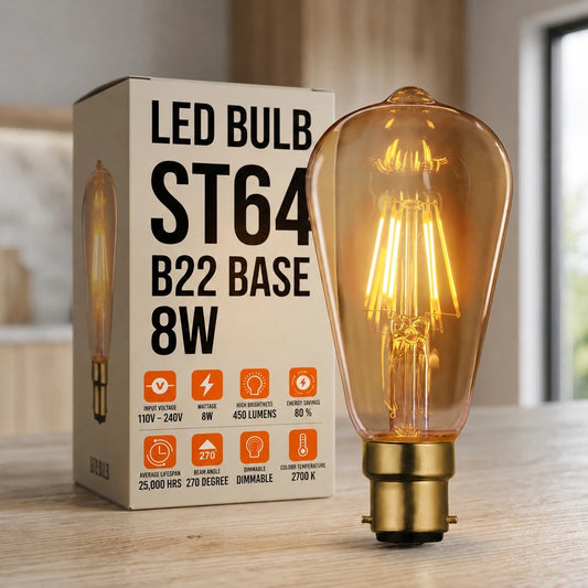 Vintage LED-gloeilamp ST64 Bajonet 8W Dimbare B22-gloeilamp ~3208
