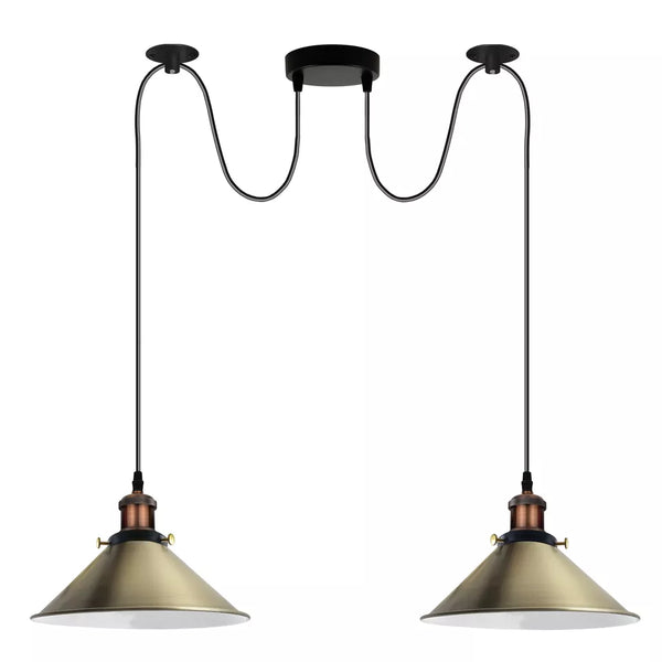 2-weg industriële plafond hanglamp ~ 3508  – Green Brass / Ja
