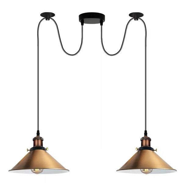 2-weg industriële plafond hanglamp ~ 3508  – Yellow Brass / Ja