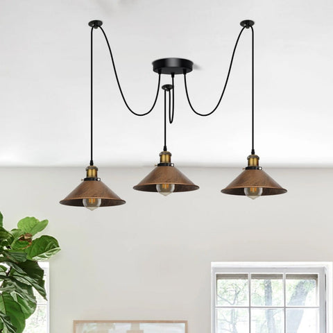 Spider Hanglamp 3-weg Hangend Geborsteld Koper Plafondlamp Verlichting~4069