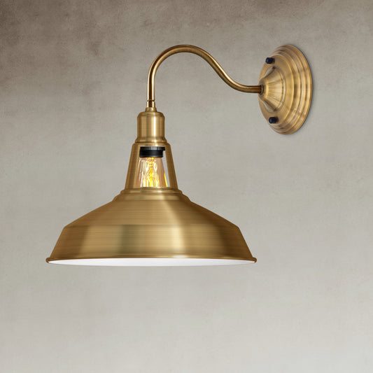Vintage Retro Industriële Gele Messing Wandlamp Kap Moderne Stijl Hoog Gepolijste Wandlamp~3626
