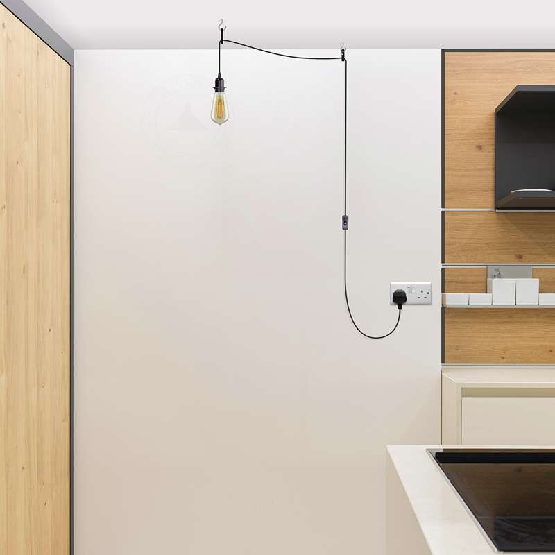 E27 Plug in Black Light Socket Cord Stylish Ceiling Hanging Lights