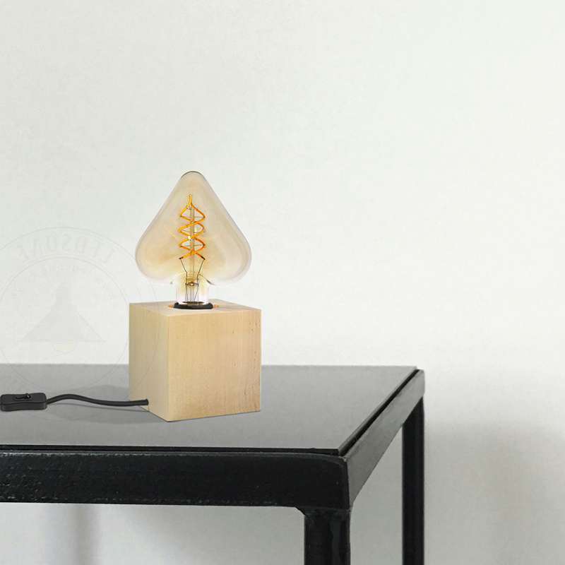 wood bedside lamp WITH On/Off Switch 