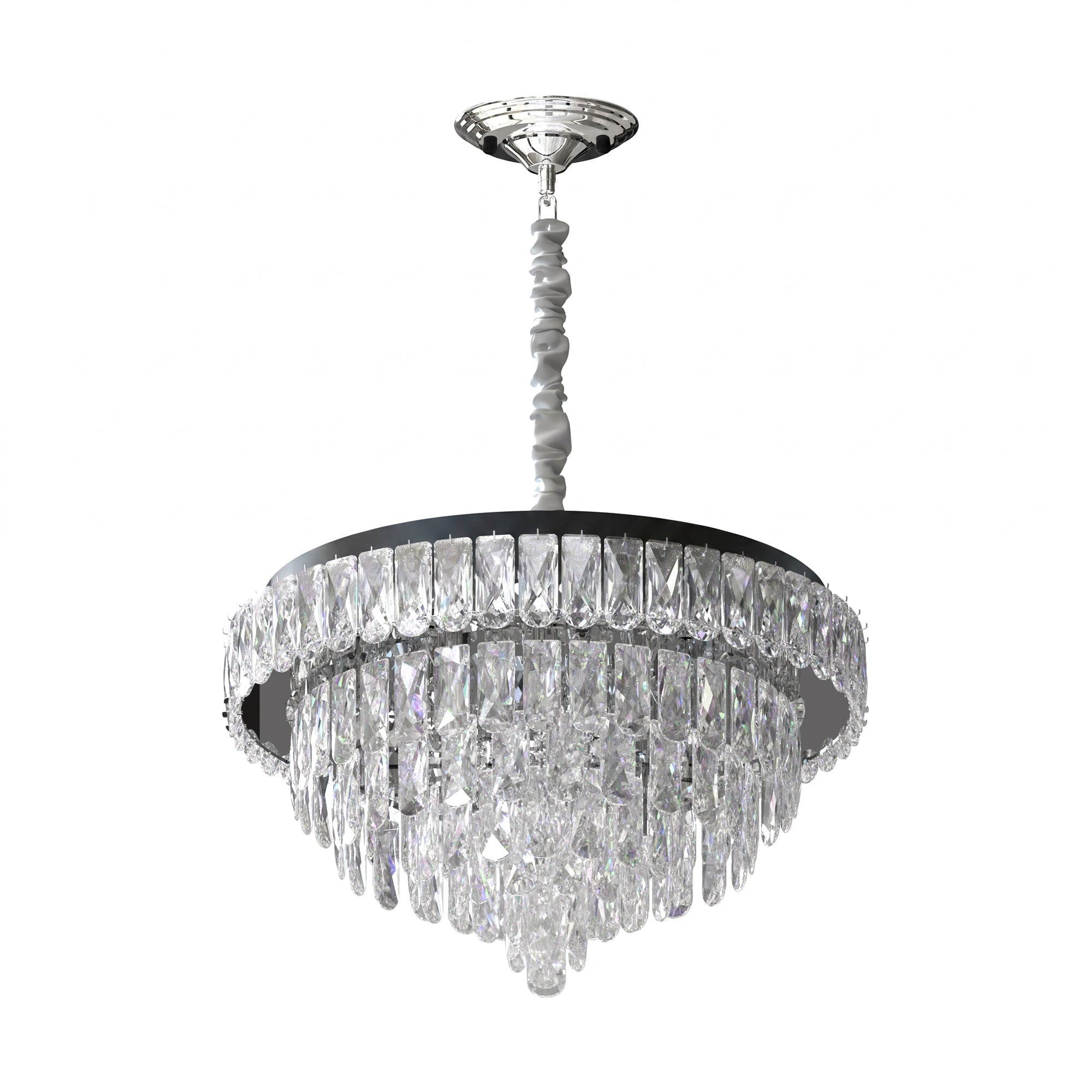 Moderne kristallen glazen laag zwarte snoer kroonluchter ronde plafondlamp ~5425
