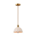 White Crackle Glass Scalloped Pendant Light 27 ~6634