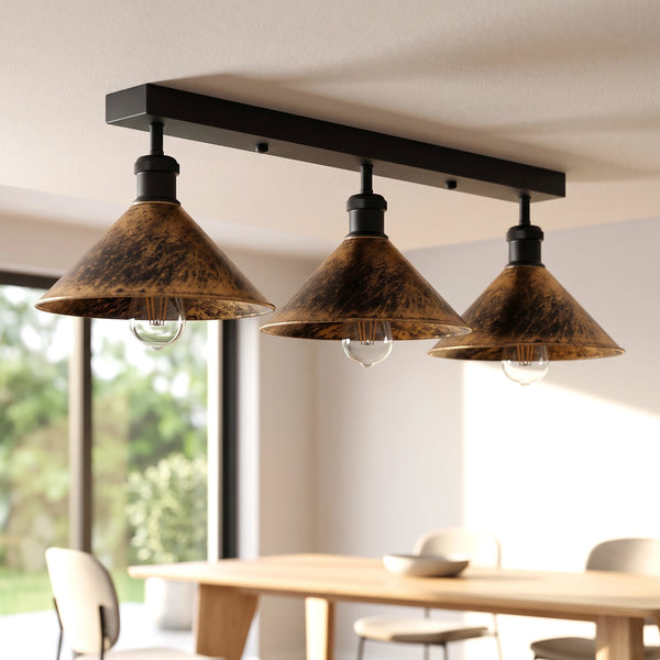 TRIPELJS 3 Light Metal Loft Ceiling Light E27 Lamp ~6190 – Brushed Copper / Yes
