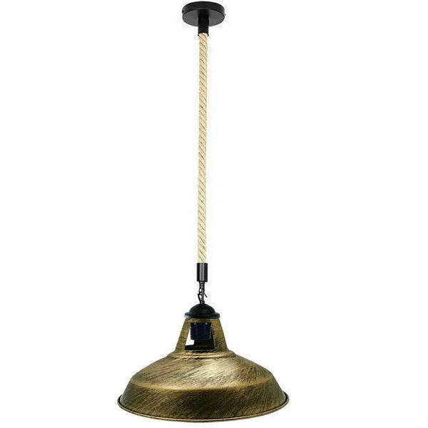 Hanglamp van henneptouw - E27 Edison-fitting ~5717 – Geborsteld koper / Nee
