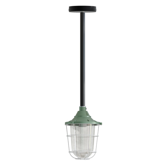 Industrial pipe ceiling pendant light kit with Conduit Fisherman Cage ~ 6114