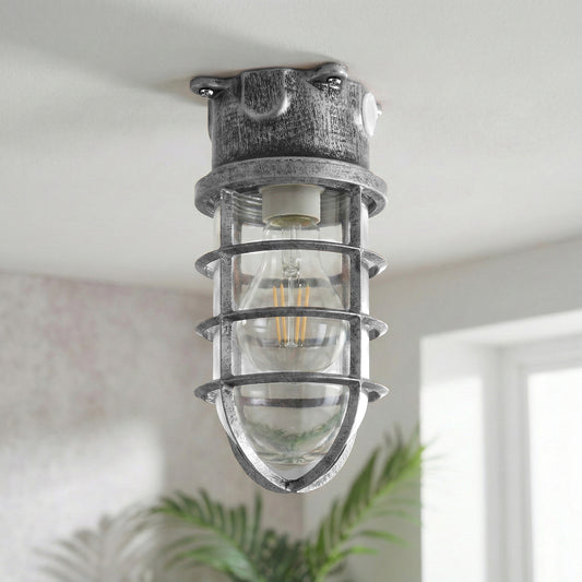 Nautical Bulkhead Flush Mount Ceiling Light Wire Cage E27 ~6546