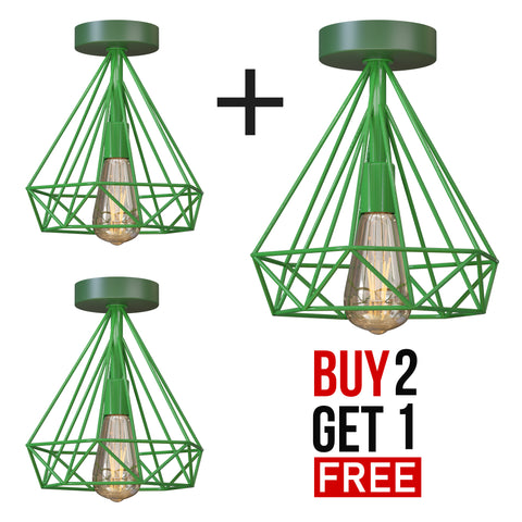 Rode semi-plafondlamp met metalen kooi en E27-houder, geschikt voor plafondlampen tot 4199