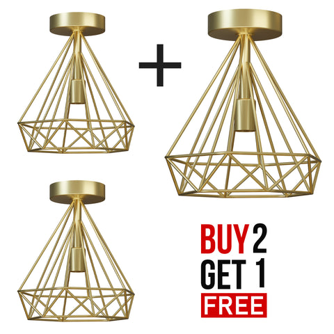 Rode semi-plafondlamp met metalen kooi en E27-houder, geschikt voor plafondlampen tot 4199