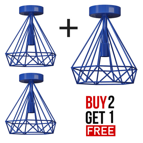 Rode semi-plafondlamp met metalen kooi en E27-houder, geschikt voor plafondlampen tot 4199