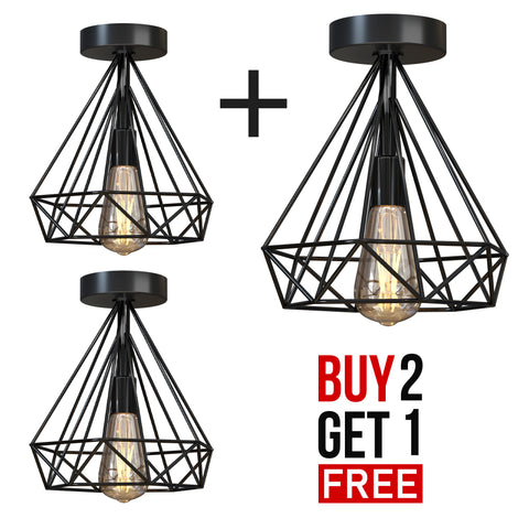 Rode semi-plafondlamp met metalen kooi en E27-houder, geschikt voor plafondlampen tot 4199