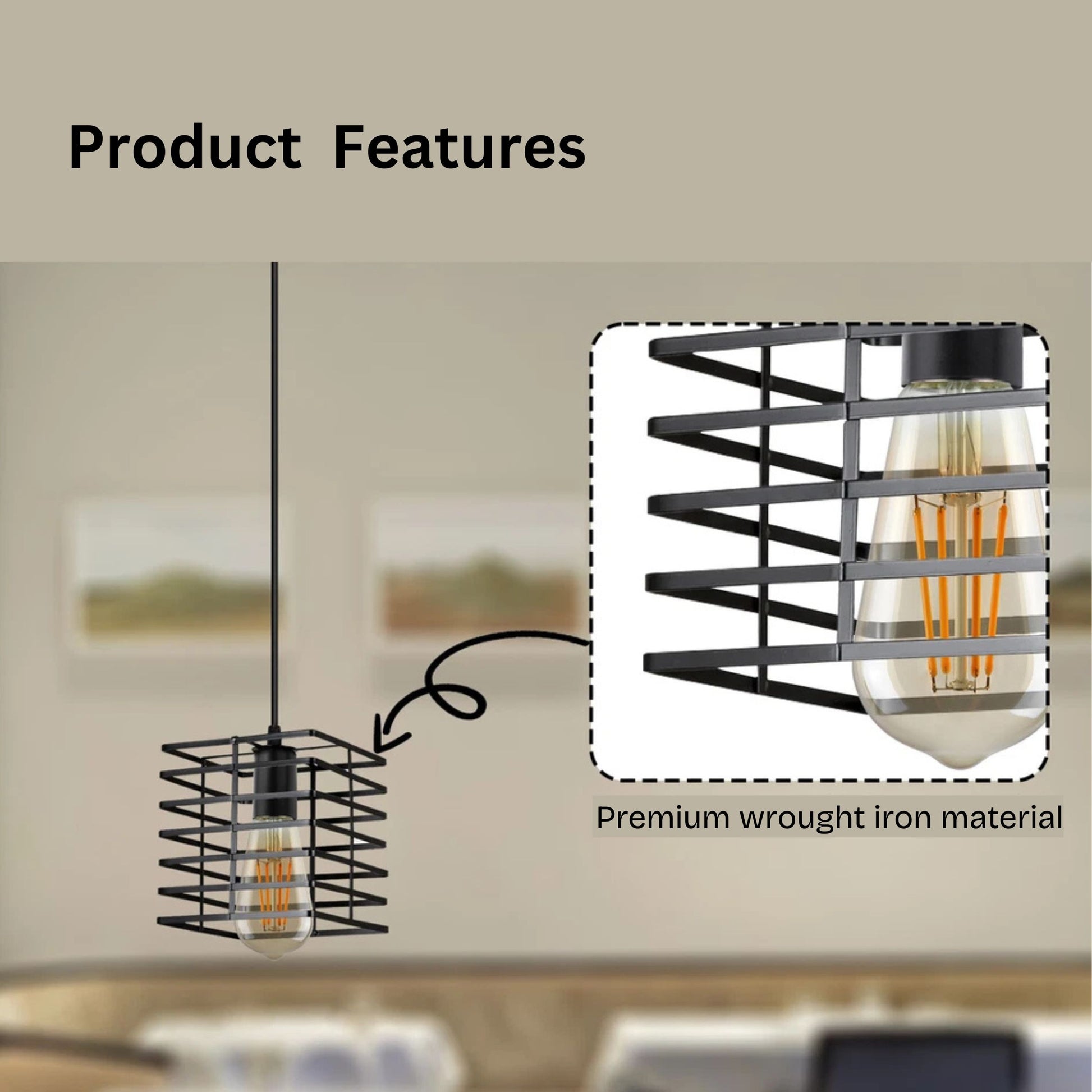 Light fixture with premium wrought iron