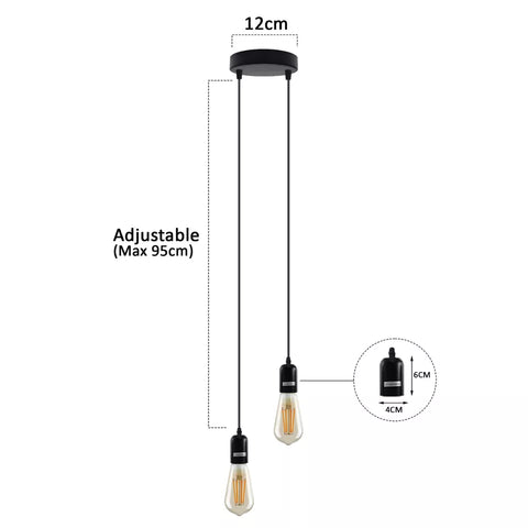 Vintage E27 metalen plafondlamp met 2 koppen~5663