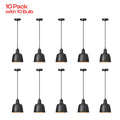 Pack of 10 Black & Gold Pendant Light - Dome Ceiling Lamp for Kitchen Island E27 ~6949