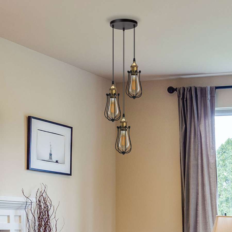 Black Metal Cage Ceiling Light