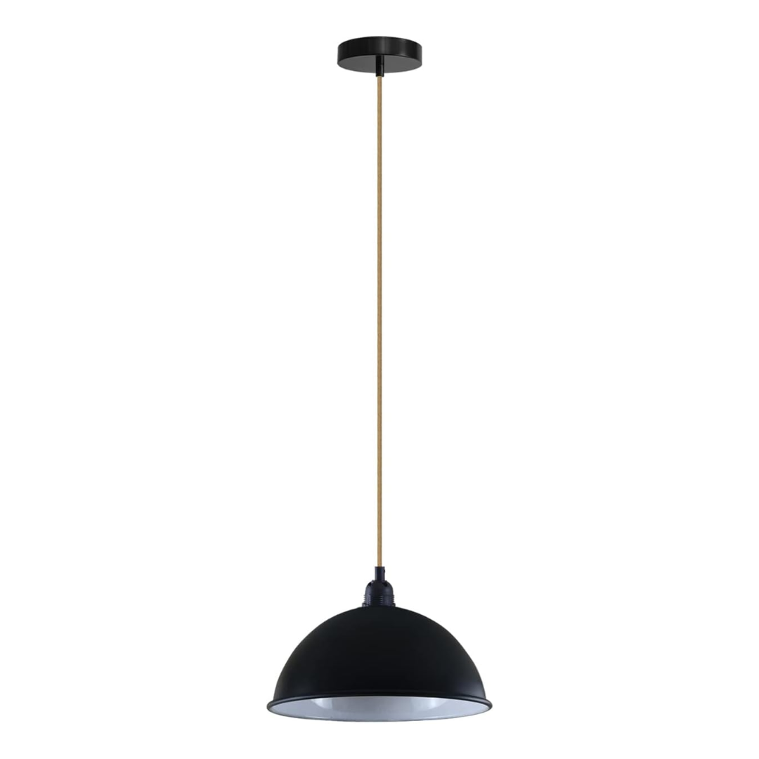 Black ineer white pendant light on a white background