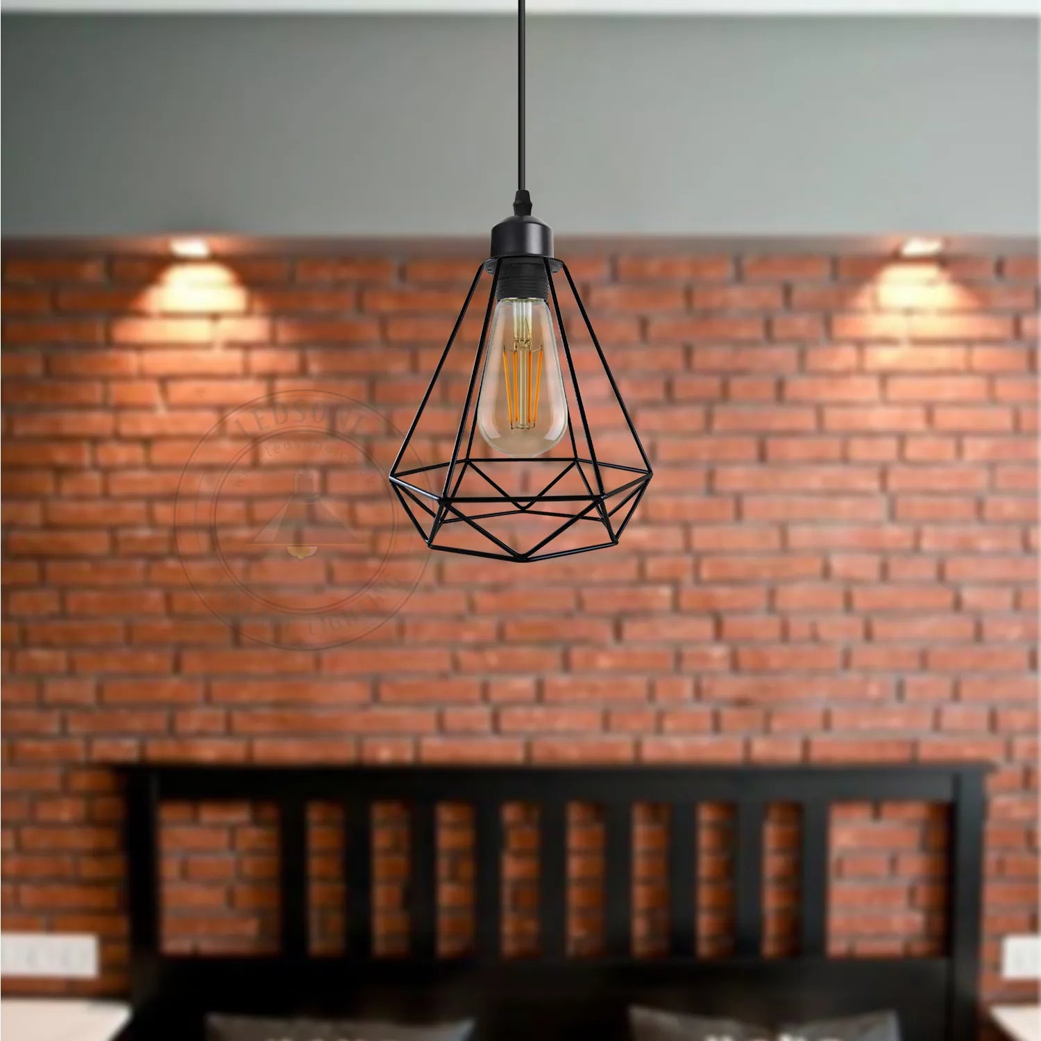  Diamond wire cage Unique black pendant light