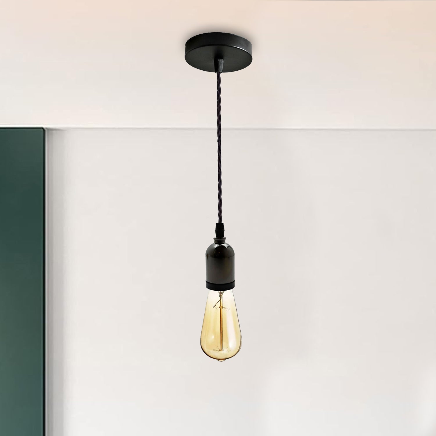Black single Outlet E27 Metal Vintage Hanging Ceiling Pendant Lights 