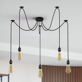 Zwarte hanglamp Spider met rubberen kabel, metalen lamphouder~1122 