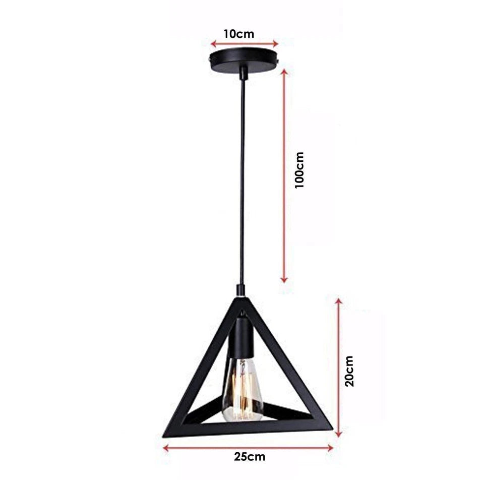Black triangle metal wire frame lamp Light Black triangle metal wire frame lamp Light wire cage Lampshade
