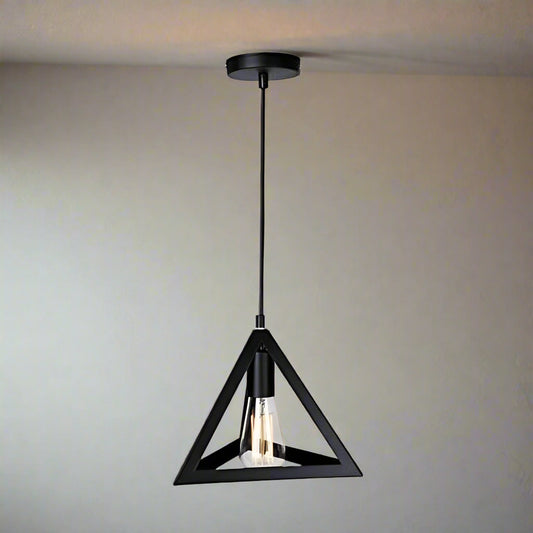 Zwarte driehoekige metalen draadframe lamp Lichte draadkooi Lampenkap~1175